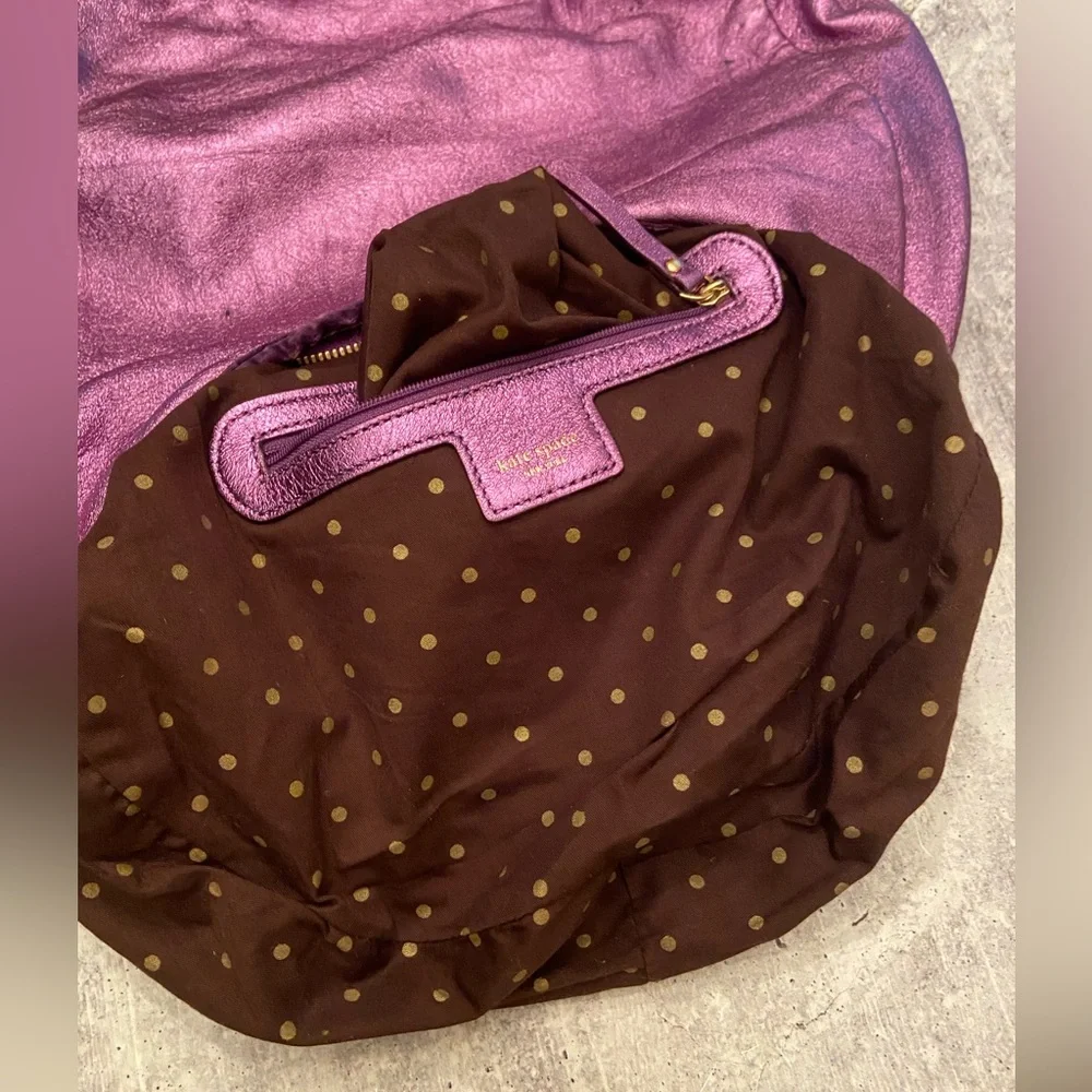 Vintage Authentic Rare Y2K Purple Metallic Leather Kate Spade Mini Hobo Bag